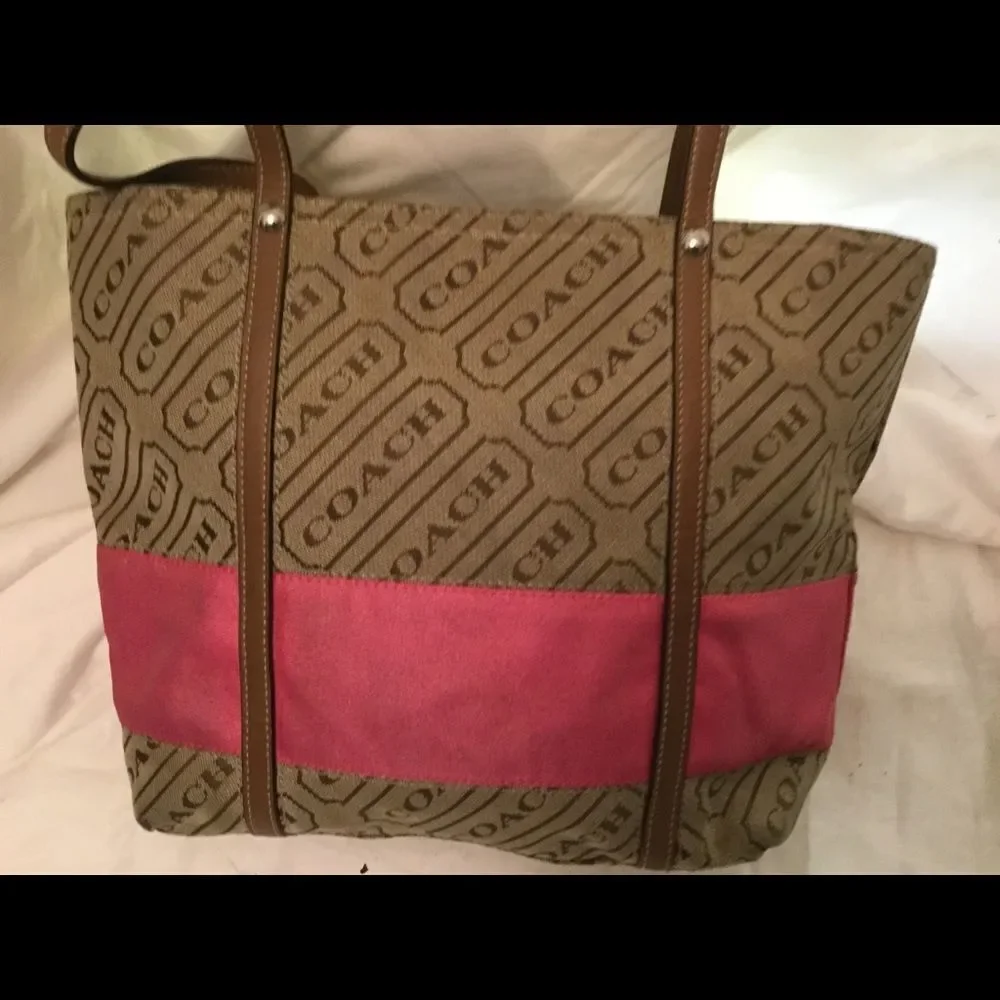 Coach Signature Stripe Handbag Tote Bag F12252 - Picture 4 of 10